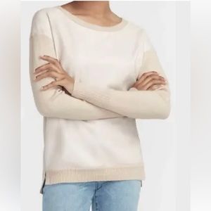 XL NWOT EXPRESS FAUX LEATHER PIECED HIGH SLIT SWEATER Long Sleeve Top Winter 
NE